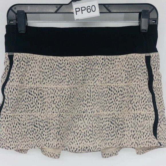 lululemon athletica Dresses & Skirts - Lululemon Women's Pace Rival Skort Cheetah Print Athletic Running Pull On Size 6
